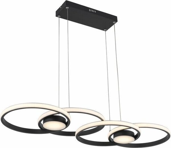 Lampada a sospensione LED Audia nera 48W, tonalità di bianco, 3840 lm, metallo, dimensioni: 110x84x29 cm, IP20, Reality