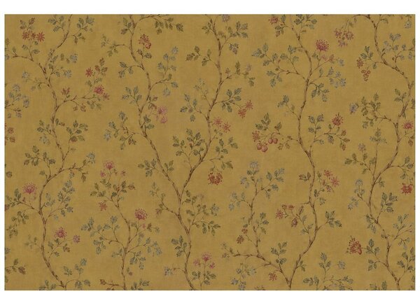 Carta da parati – Ramoscelli floreali vintage su ocra
