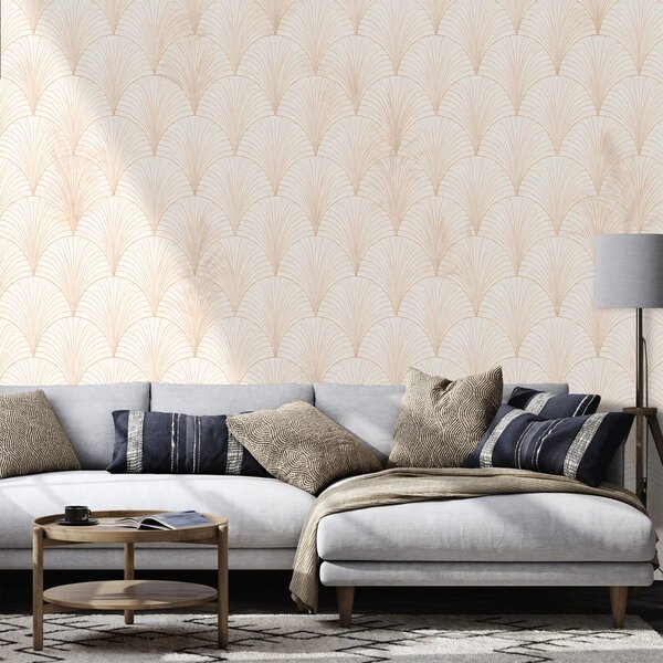 Carta da parati – Geometria art déco beige