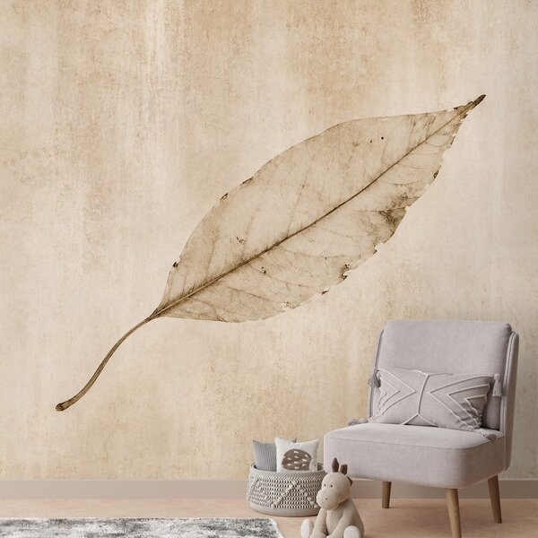 Carta da parati – Foglia beige minimalista