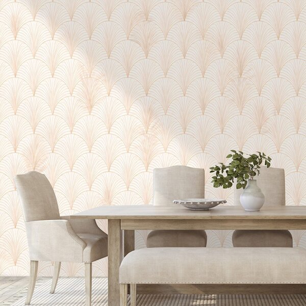 Carta da parati – Geometria art déco beige