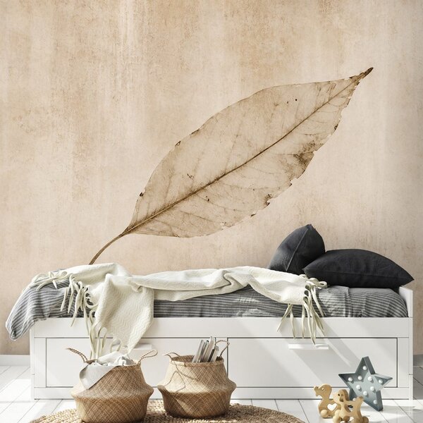 Carta da parati – Foglia beige minimalista