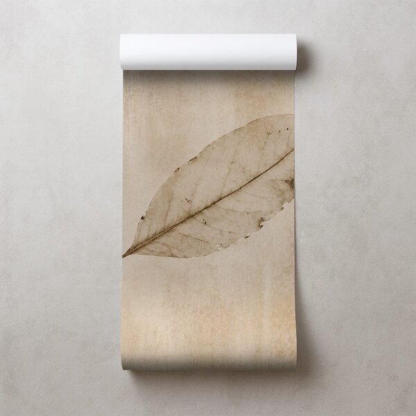 Carta da parati – Foglia beige minimalista