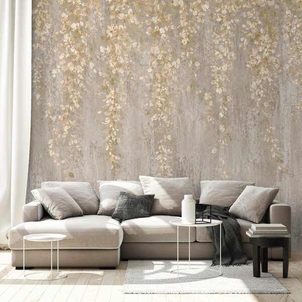 Carta da parati – Fiori pendenti beige glamour