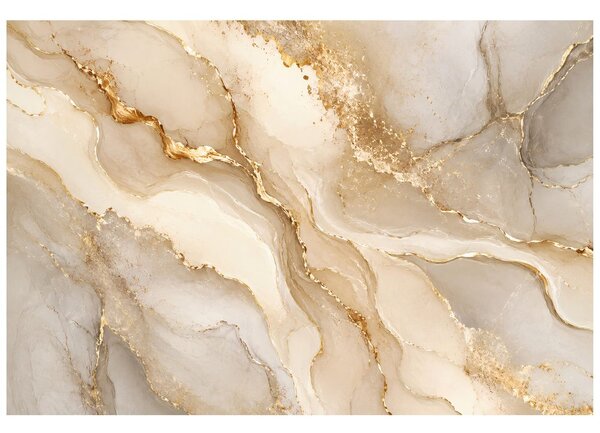 Carta da parati – Marmo dorato di lusso nei toni beige