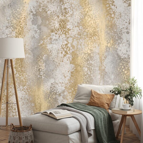 Carta da parati – Patina dorata astratta in stile glamour
