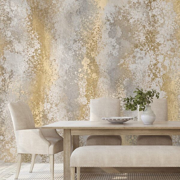 Carta da parati – Patina dorata astratta in stile glamour
