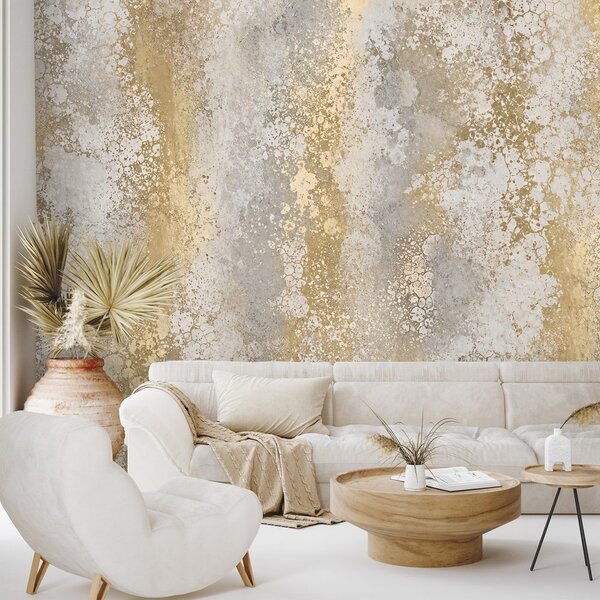 Carta da parati – Patina dorata astratta in stile glamour