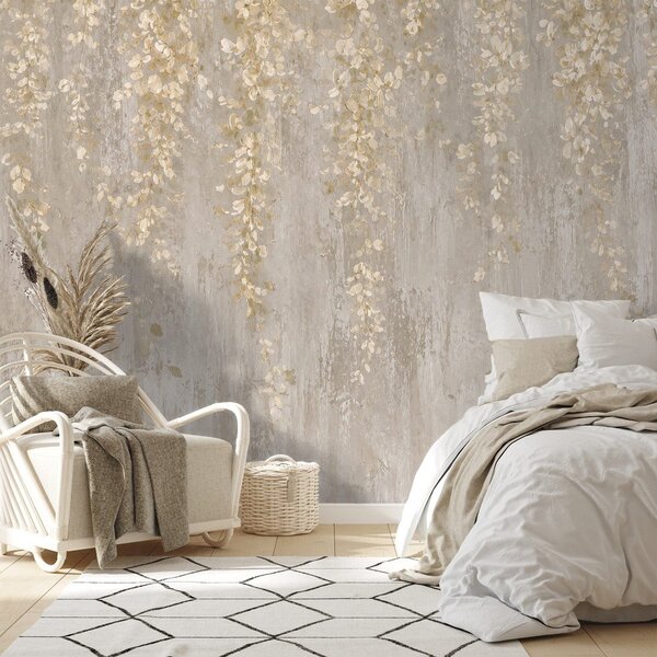 Carta da parati – Fiori pendenti beige glamour