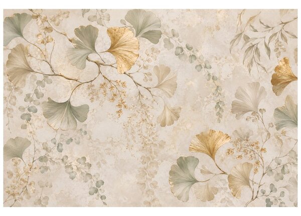 Carta da parati – Foglie dorate di ginkgo in stile glamour