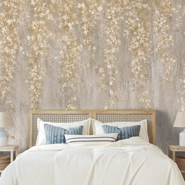 Carta da parati – Fiori pendenti beige glamour