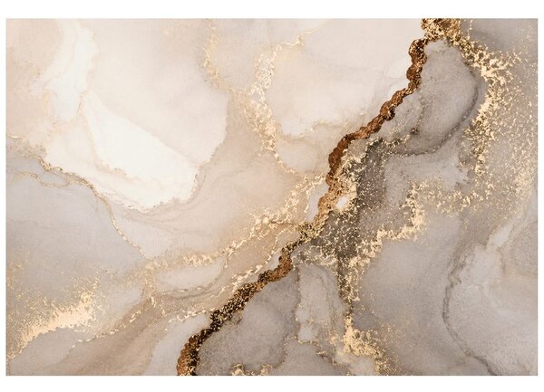 Carta da parati – Marmo beige di lusso con oro