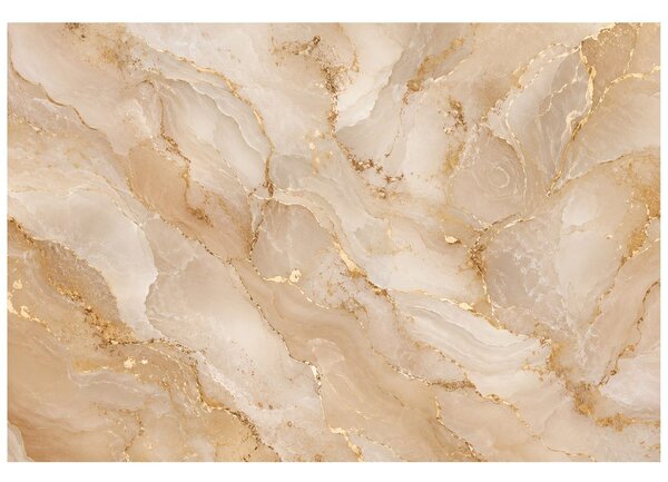 Carta da parati – Marmo beige con venature dorate