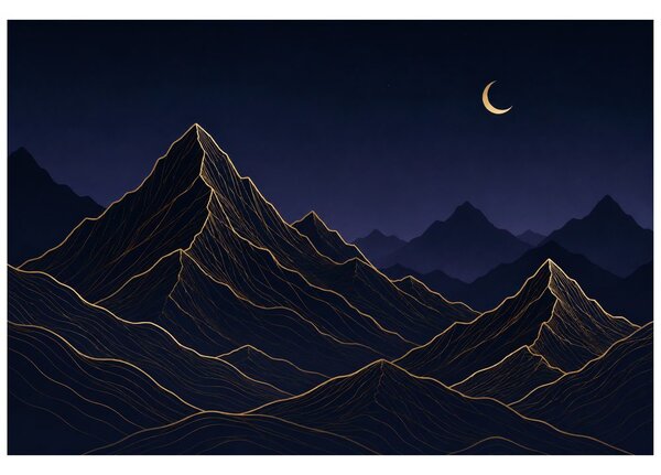 Carta da parati – Montagne scure con linee dorate
