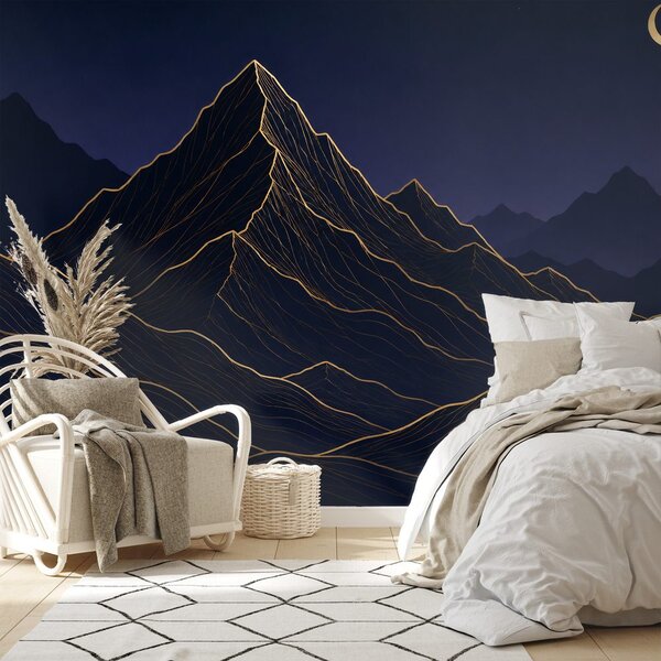 Carta da parati – Montagne scure con linee dorate