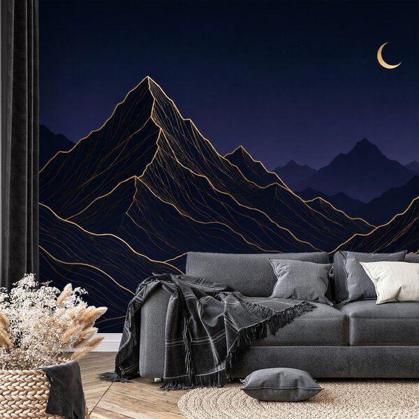 Carta da parati – Montagne scure con linee dorate