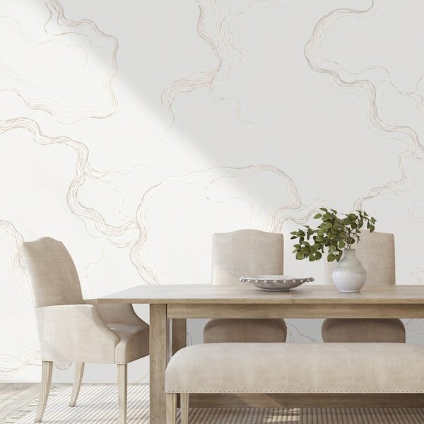 Carta da parati – Linee ondulate beige minimaliste