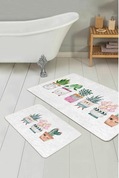 Set di tappetini per il bagno in velluto bianchi 2 pz 60x100 cm Succulent – Mila Home