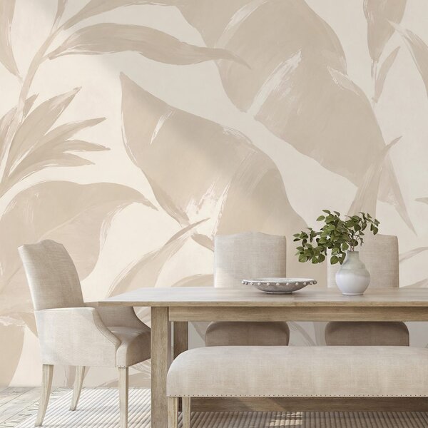 Carta da parati – Foglie tropicali beige
