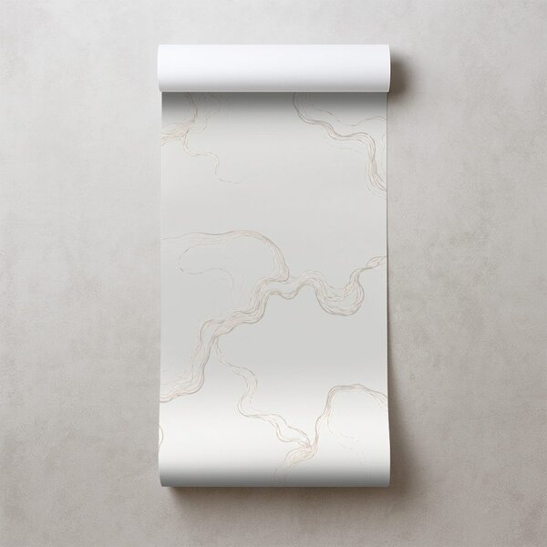 Carta da parati – Linee ondulate beige minimaliste