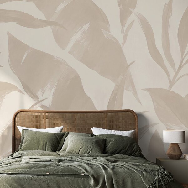 Carta da parati – Foglie tropicali beige