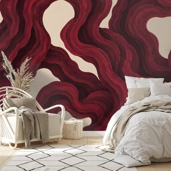 Carta da parati – Onde astratte color bordeaux
