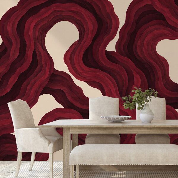 Carta da parati – Onde astratte color bordeaux