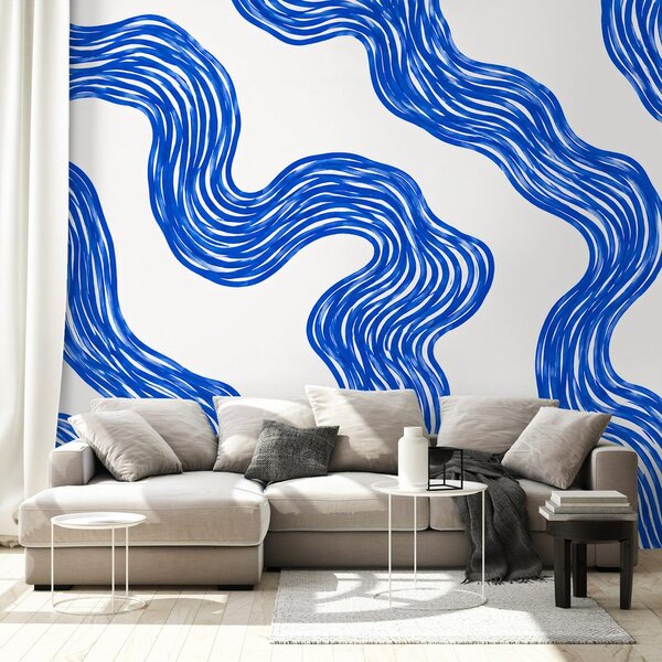 Carta da parati – Linee ondulate blu moderne