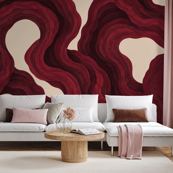 Carta da parati – Onde astratte color bordeaux
