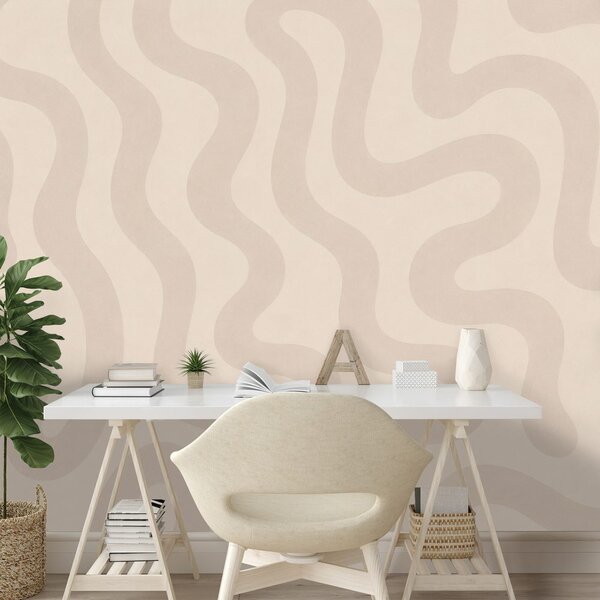 Carta da parati – Onde beige minimaliste