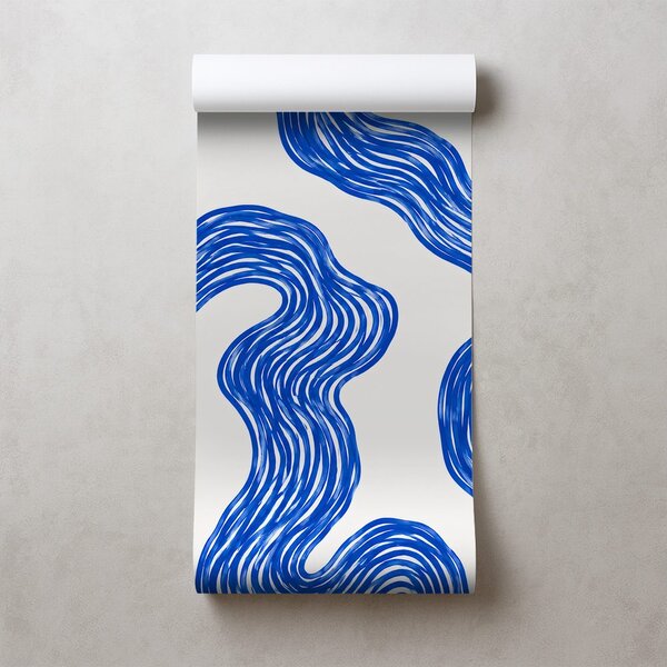 Carta da parati – Linee ondulate blu moderne