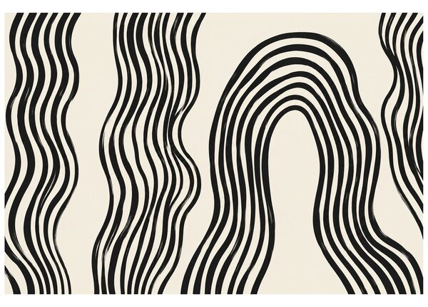 Carta da parati – Linee ondulate moderne in bianco e nero