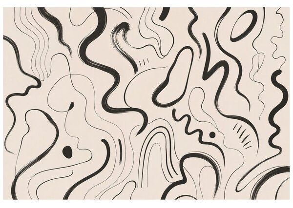 Carta da parati – Linee organiche nere minimaliste
