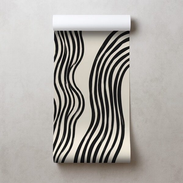 Carta da parati – Linee ondulate moderne in bianco e nero
