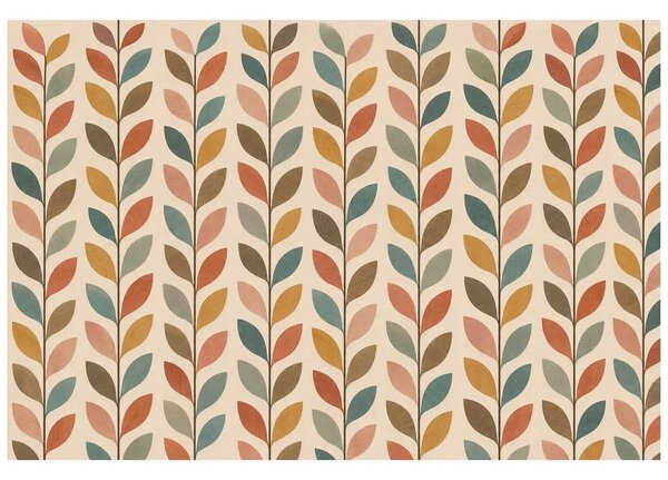 Carta da parati – Foglie colorate in stile scandinavo
