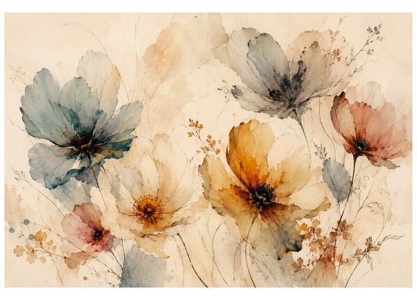 Carta da parati – Delicati fiori di campo acquerellati