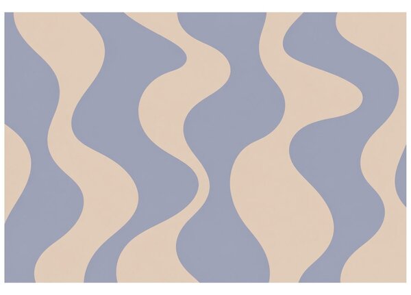 Carta da parati – Onde beige minimaliste su sfondo blu