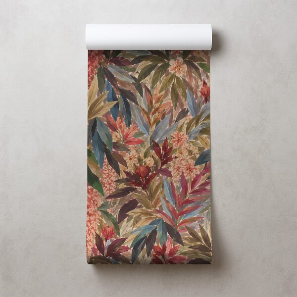 Carta da parati – Fiori tropicali e foglie colorate