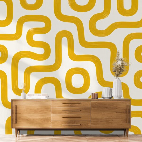 Carta da parati – Linee geometriche rétro gialle