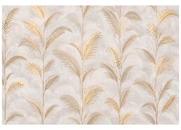 Carta da parati – Foglie di palma dorate su beige