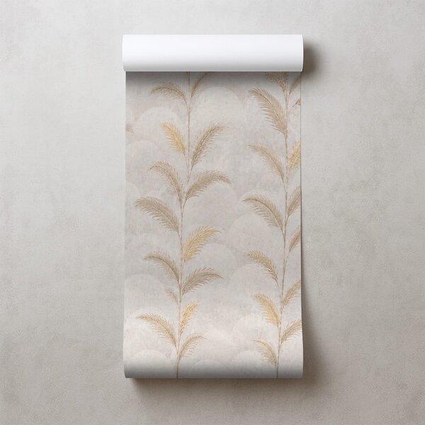 Carta da parati – Foglie di palma beige in stile glamour