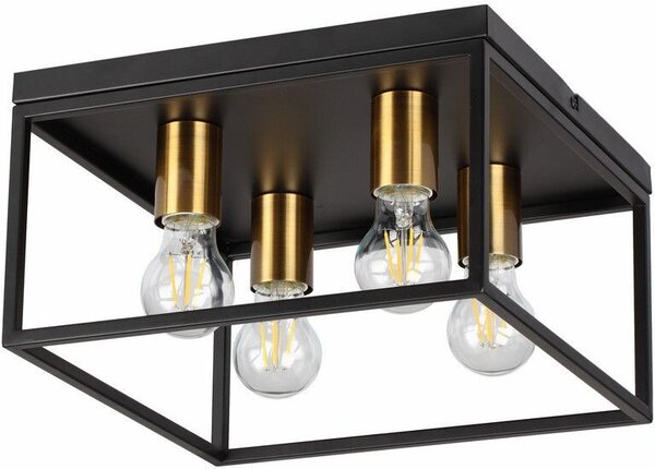 Lampada da soffitto Cage in ottone scuro 4xE27x40W in metallo, dimensioni: 18x32x32 cm, IP20 Reality