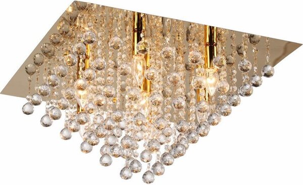 Lampada da soffitto Lancaster Crystal dorata 7xE14x40W in metallo, dimensioni: 31x56x56 cm, IP20, Reality
