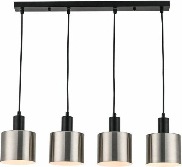 Lampada a sospensione Nulla nera 4xE27x40W in metallo, dimensioni: 110x60x12 cm, IP20, Reality