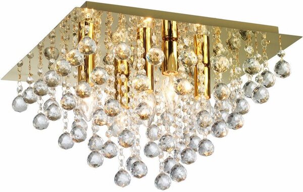 Lampada da soffitto Lancaster Crystal dorata 5xE14x40W in metallo, dimensioni: 27x42x42 cm, IP20, Reality