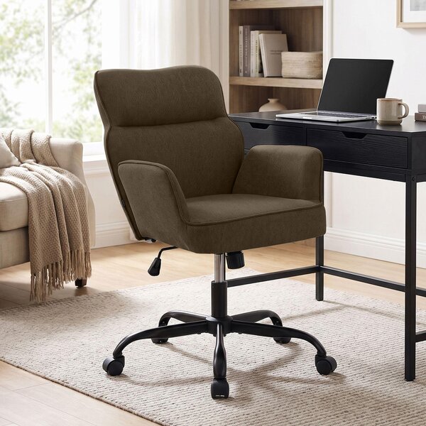 Sedia da ufficio CLP Amado, rivestita in tessuto, con altezza regolabile, girevole a 360°, con schienale fino a 135 kg | Colore: marrone