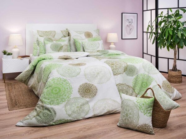 Set di lenzuola in crêpe Magic verde chiaro 140x200, 70x90 cm