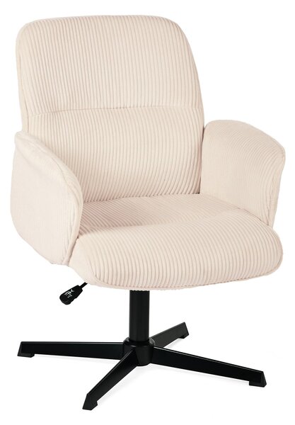 Meubles Cosy: sedia girevole ergonomica regolabile con braccioli in velluto a coste beige – THOMASINA