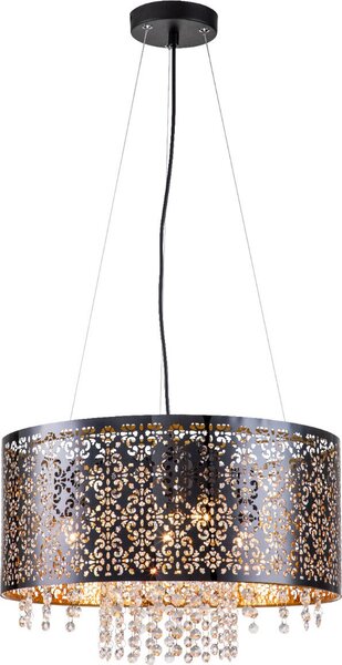 Lampada a sospensione Hissa nera 4xE27x60W in plastica, dimensioni: 120x45x45 cm, IP20 Reality
