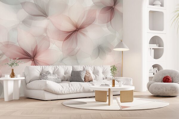 Carta da parati Composizione floreale, colori tenui rosa e grigio, motivo floreale, Carta da parati 3D, Carta da parati Fiori 3D, w01446v1 : Uwalls.it